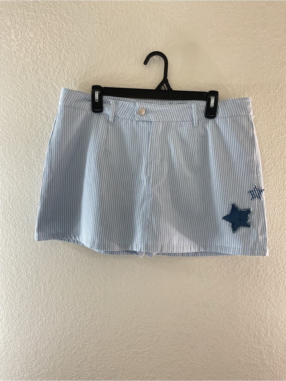 Altar’d State Nori Star Patch Mini Skort Light Blue White Coastal Summer